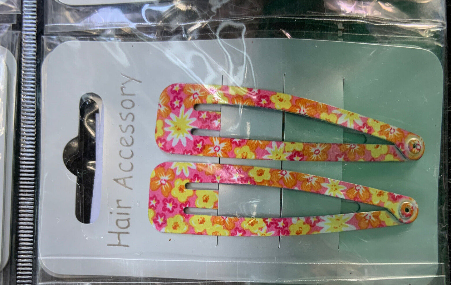 HAIR CLIP X 6 Bendy Metal Snap Slide Close Hairpin 70mm Floral Girls Kids #1 NEW