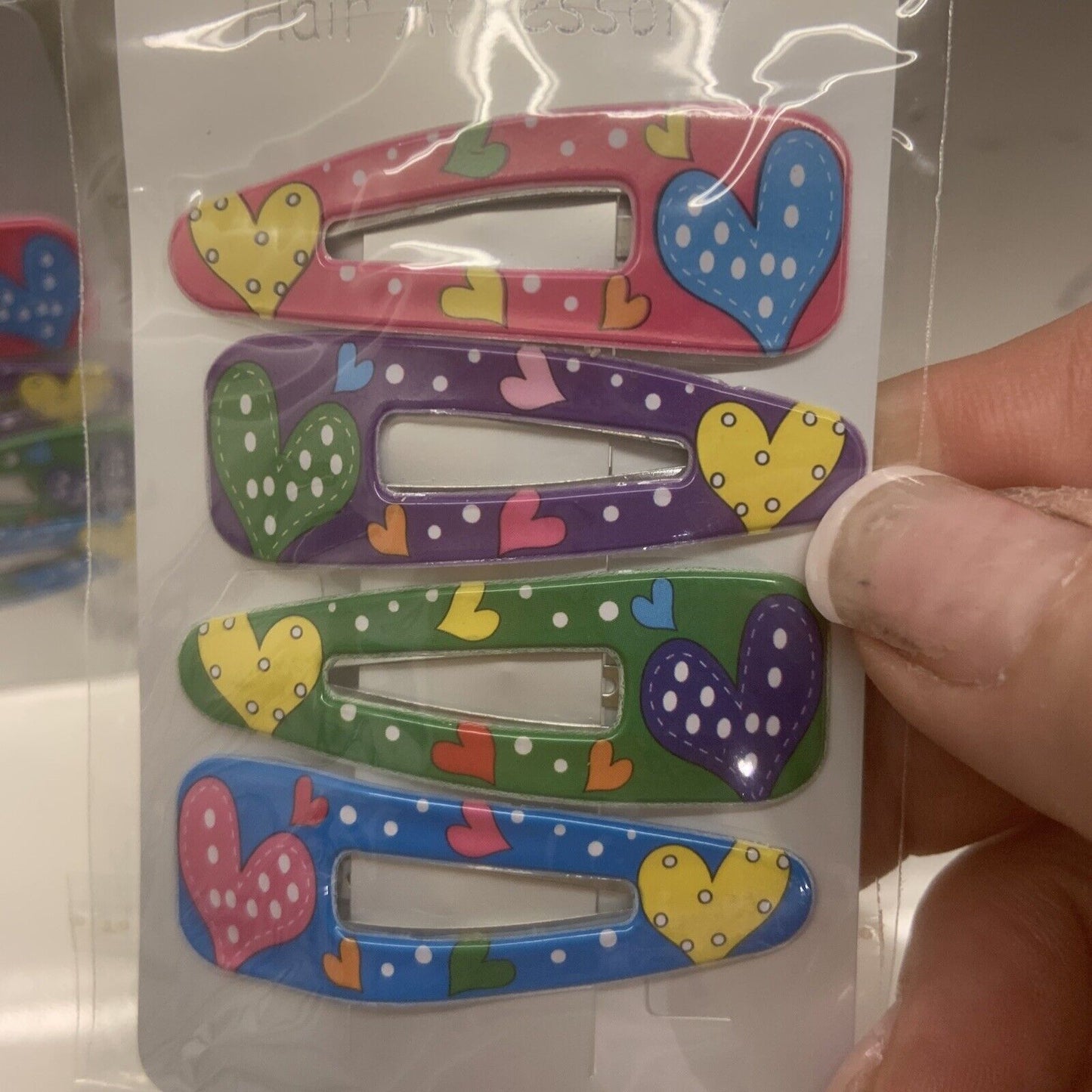 HAIR CLIP X 8 Bendy Metal Snap Slide Close Hairpin 55mm Heart Floral Girl #3 NEW