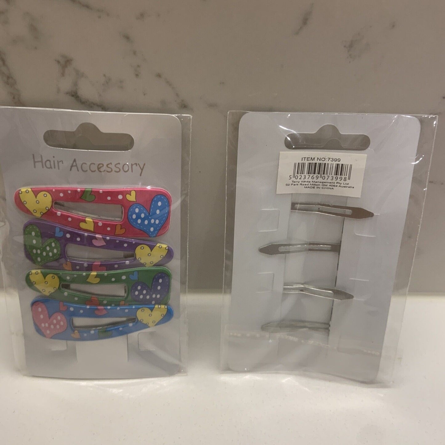 HAIR CLIP X 8 Bendy Metal Snap Slide Close Hairpin 55mm Heart Floral Girl #3 NEW