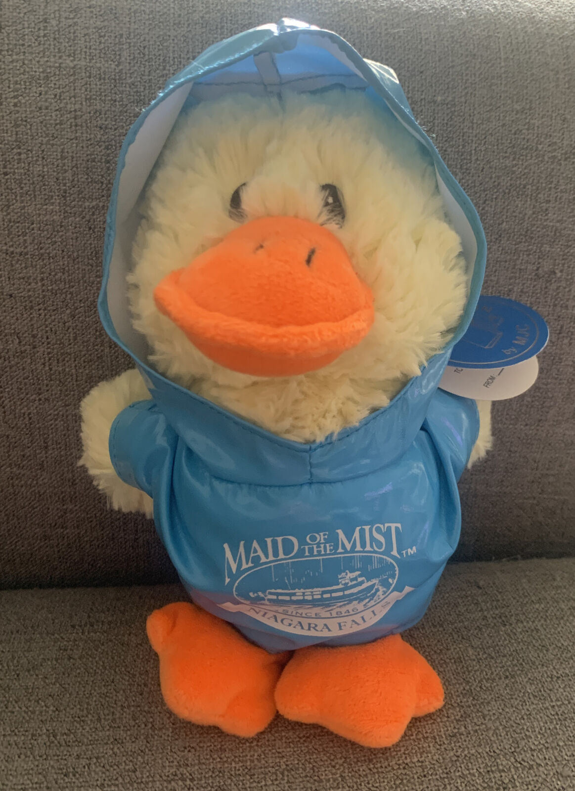Plush Toy MAID OF THE MIST Duck Purrfection by MJC Niagara Falls w/Raincoat 1992