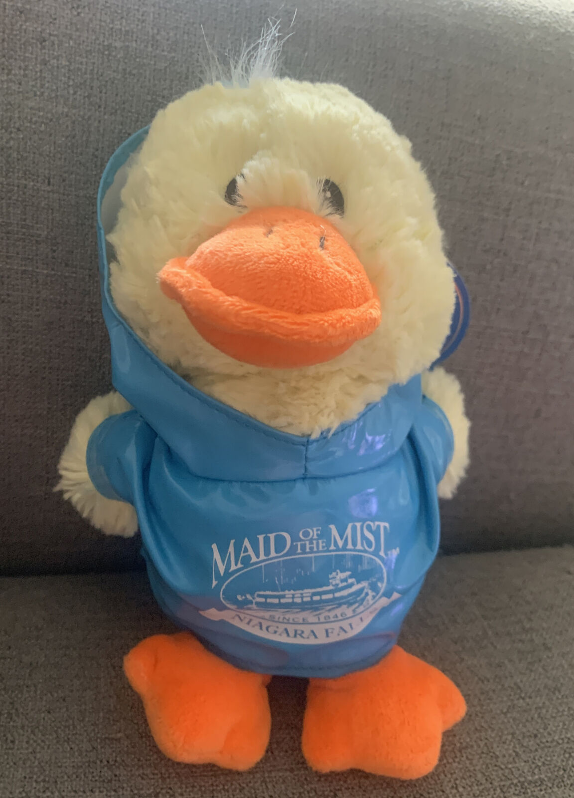 Plush Toy MAID OF THE MIST Duck Purrfection by MJC Niagara Falls w/Raincoat 1992