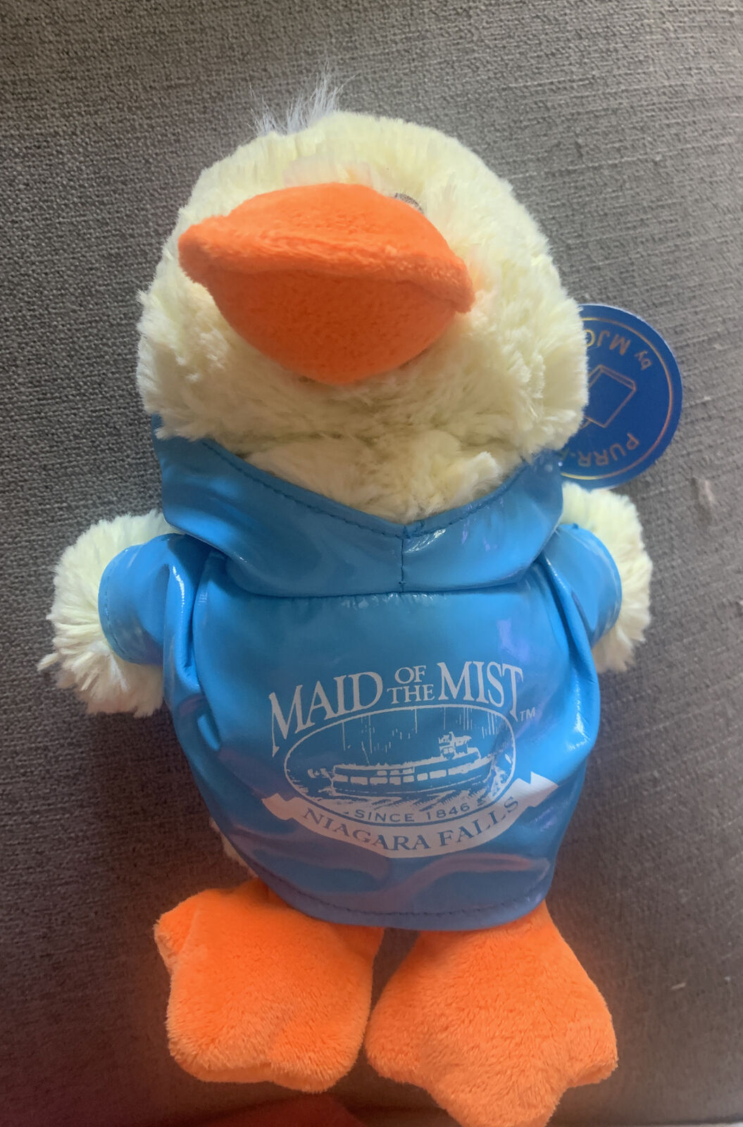 Plush Toy MAID OF THE MIST Duck Purrfection by MJC Niagara Falls w/Raincoat 1992