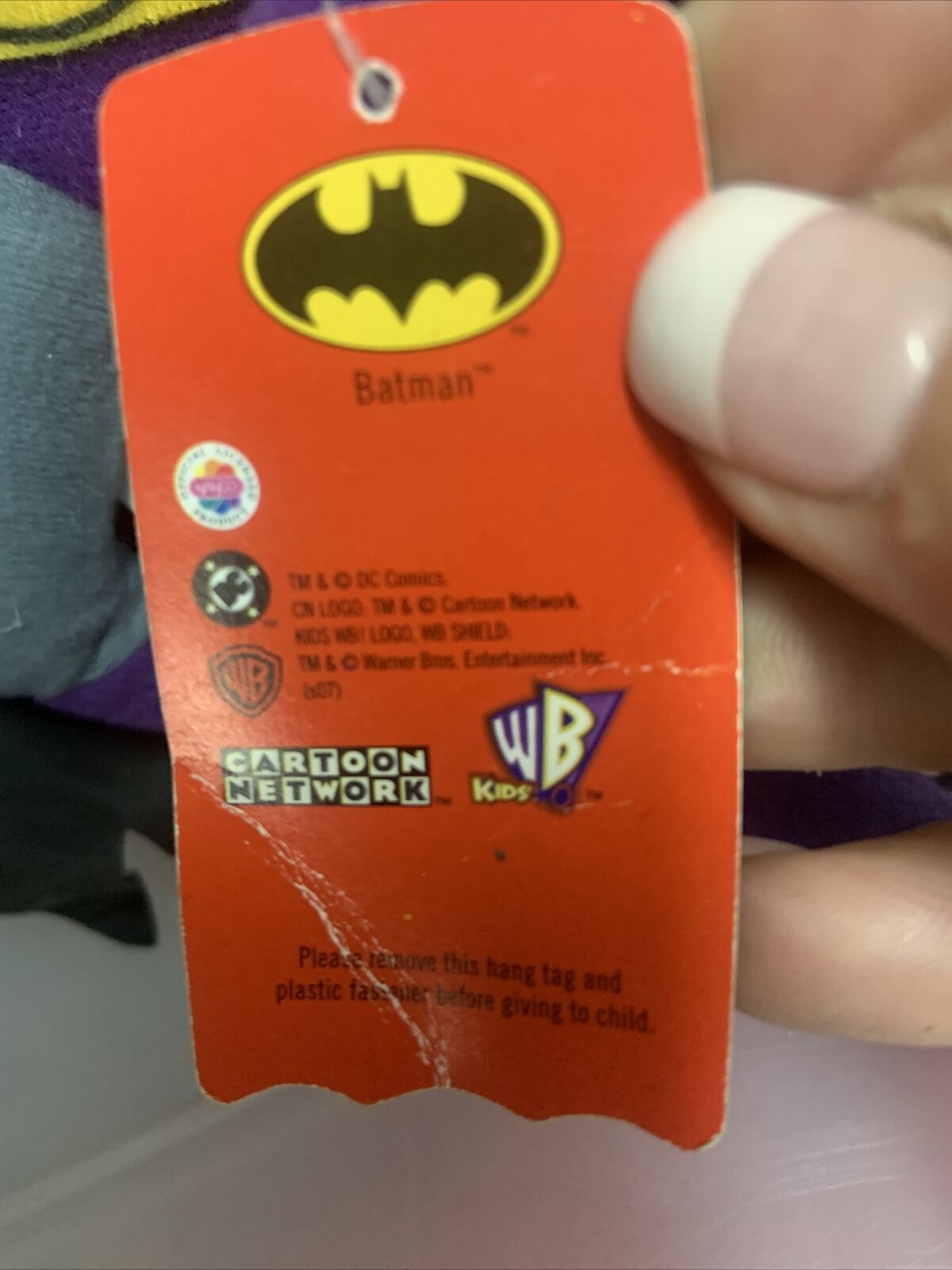 BATMAN Plush Toy PURPLE & GREY YELLOW 16cm NANCO DC COMICS See pics of label NEW