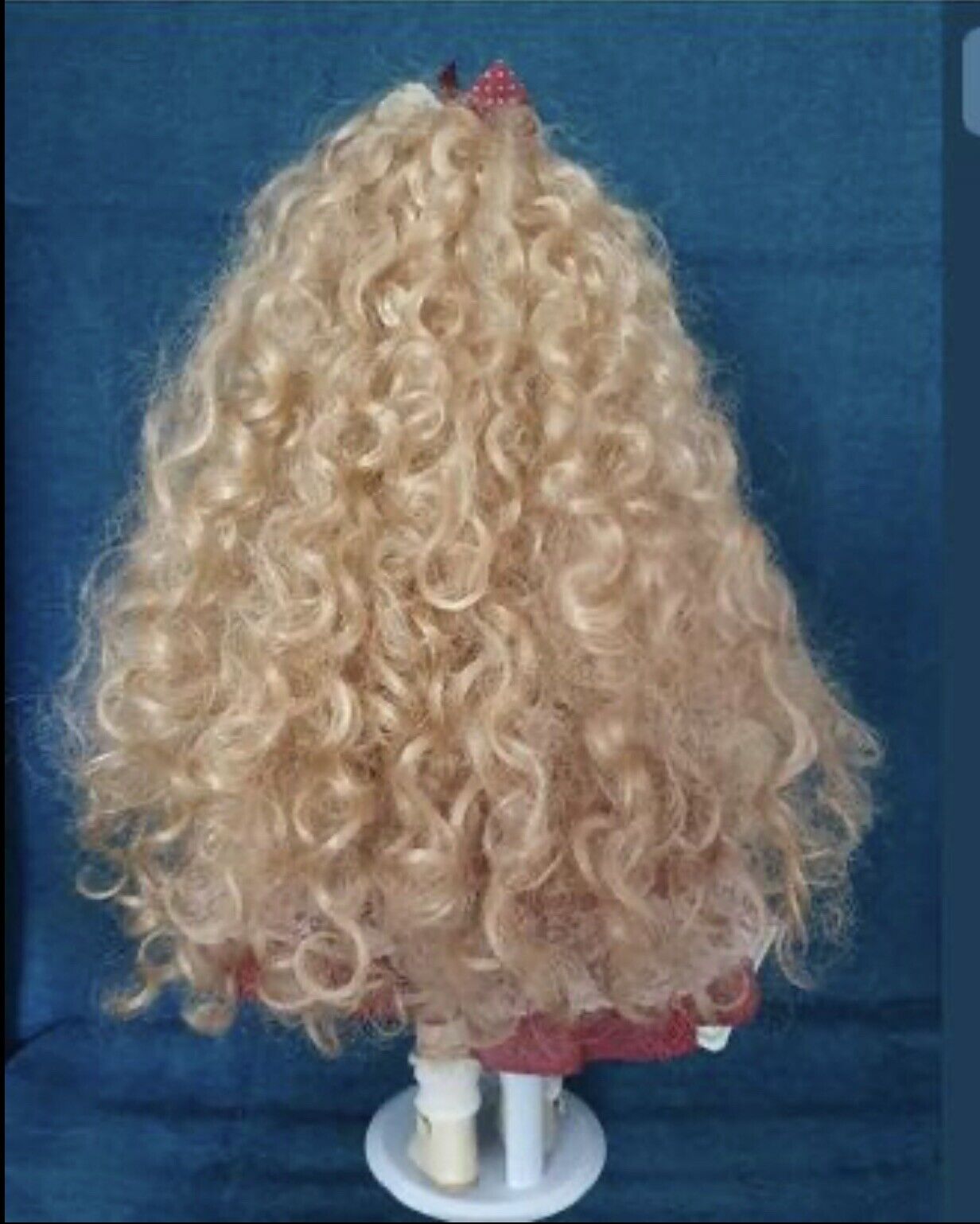 Vintage Standing Doll Copper Art Julia long wavy blonde hair w Stand immaculate