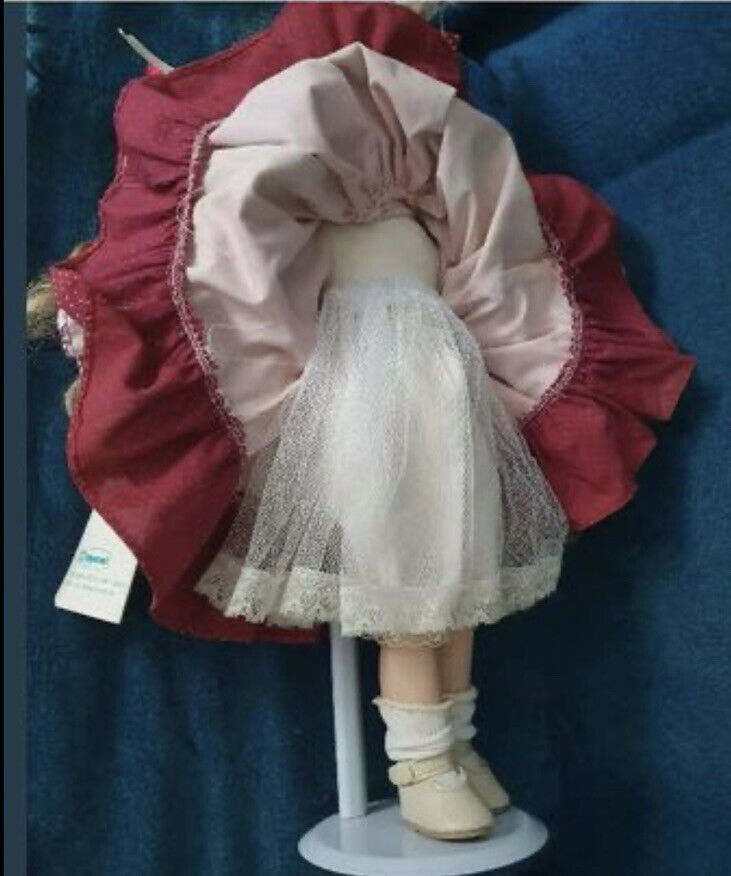 Vintage Standing Doll Copper Art Julia long wavy blonde hair w Stand immaculate