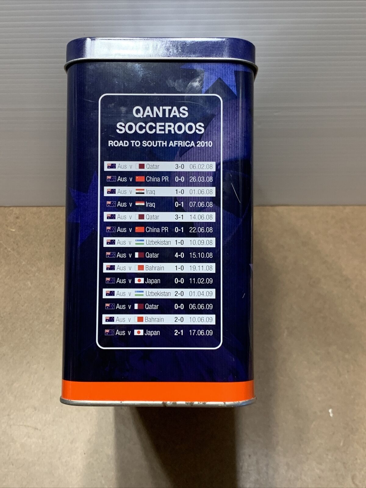 Metal Tin WEET BIX Ltd  Edition Qantas Socceroo  World Cup 2010 Aussie Hinge Lid