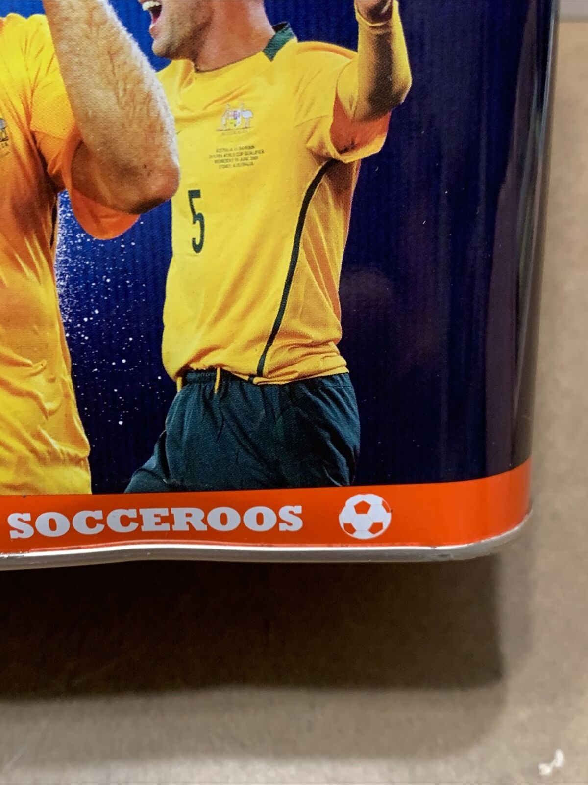 Metal Tin WEET BIX Ltd  Edition Qantas Socceroo  World Cup 2010 Aussie Hinge Lid