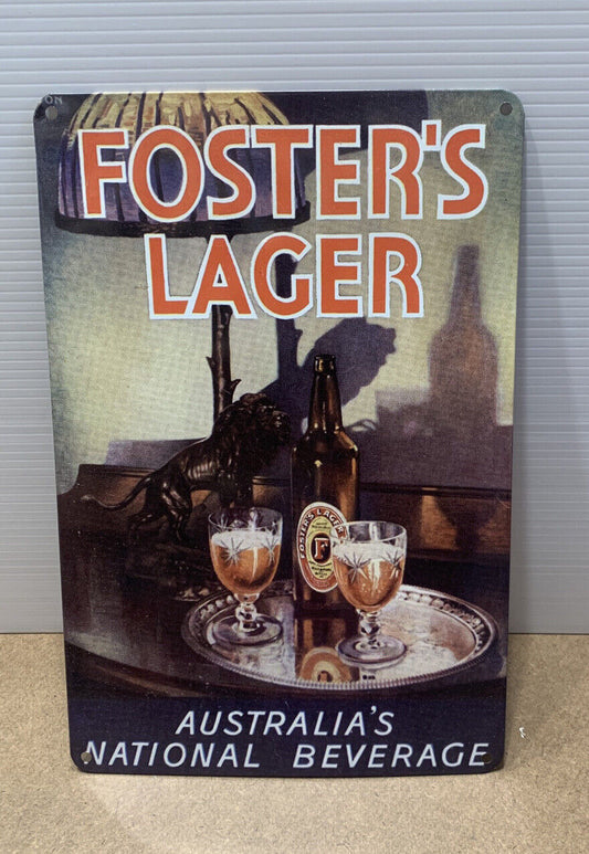 Metal Sign FOSTERS Lager Tin Beer Garage Man Cave Shed Bar 30 x 20cm NEW