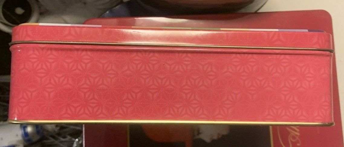 Metal Tin KLT Biscuit Malaysian PINK & GOLD square 24x7cm Cake Cookie Rabbits