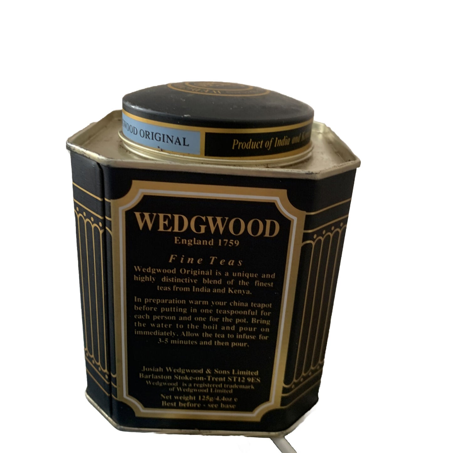 Metal Tin WEDGWOOD Caddy Collectable Original Fine Teas Printed  125g England