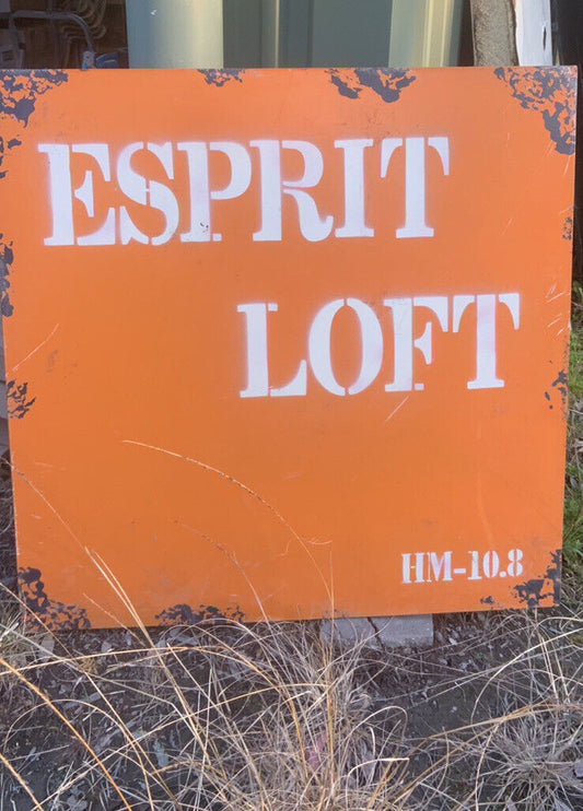 Large ESPRIT LOFT SIGN 98cm square painted stencilled craft wood mancave Wallart
