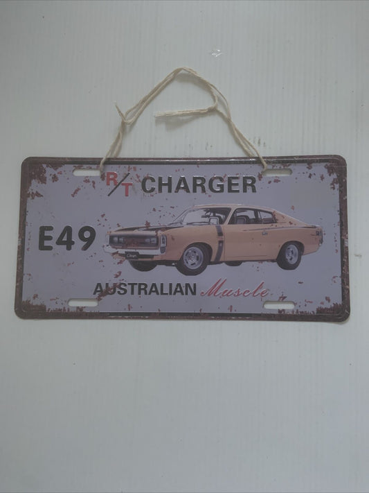 Metal Number Plate Retro Wall Sign Decor Bar Pub CHARGER E49 Australian Muscle