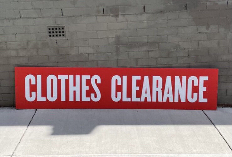 Red CLOTHES CLEARANCE Sign 2390mm x 500mm 5mm White Corflute Markets Shop Window