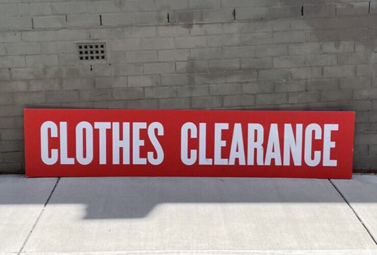 Red CLOTHES CLEARANCE Sign 2390mm x 500mm 5mm White Corflute Markets Shop Window