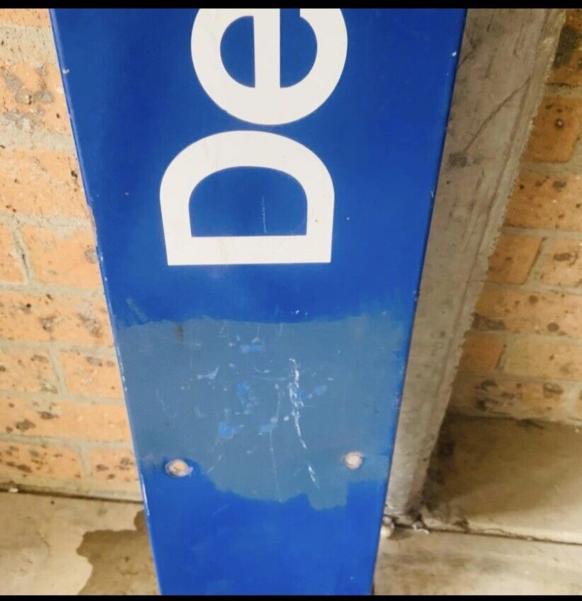 Vintage “Deliveries” Blue ENAMEL SIGN 150x 20cm GALVANISED Ready to Hang 4 Holes