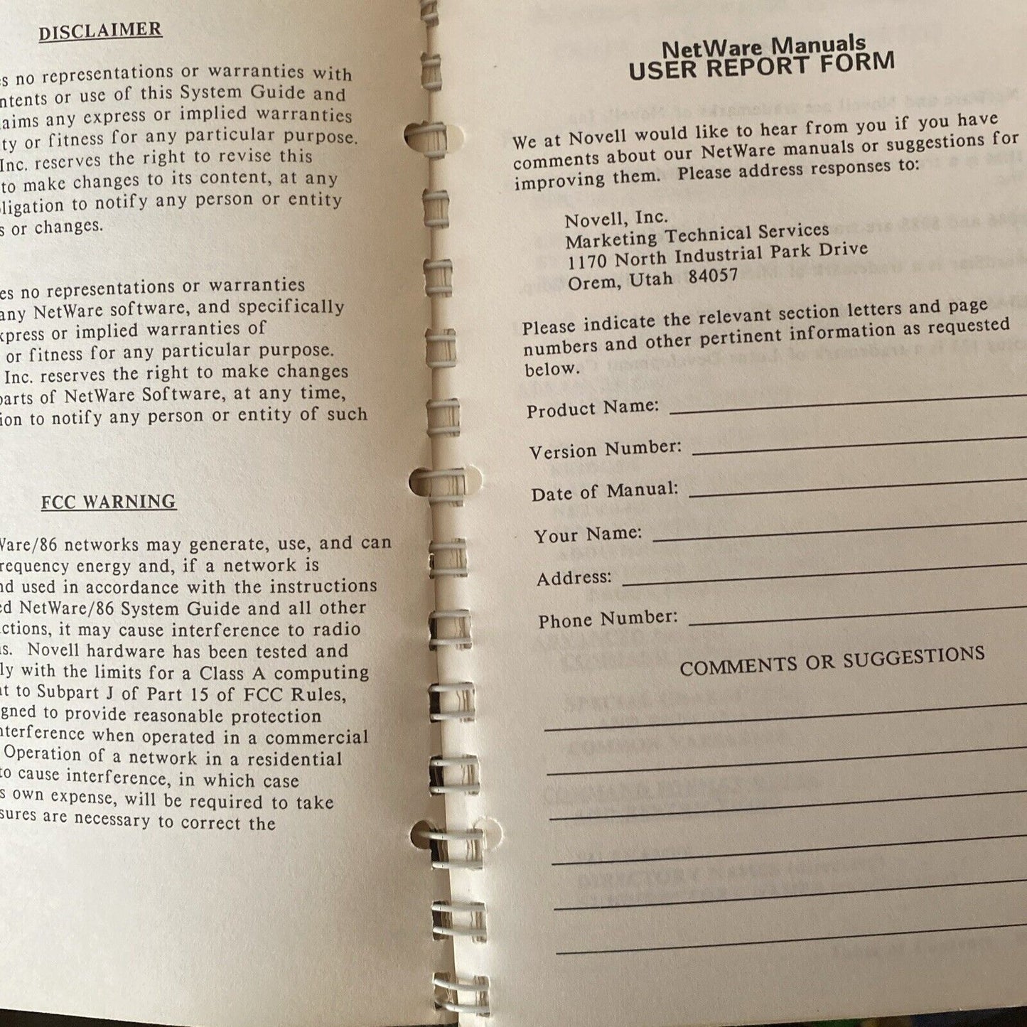 Novell Inc Advanced Netware/86 Systen Guide PartNo 101-000041-002 Ringbound 1985