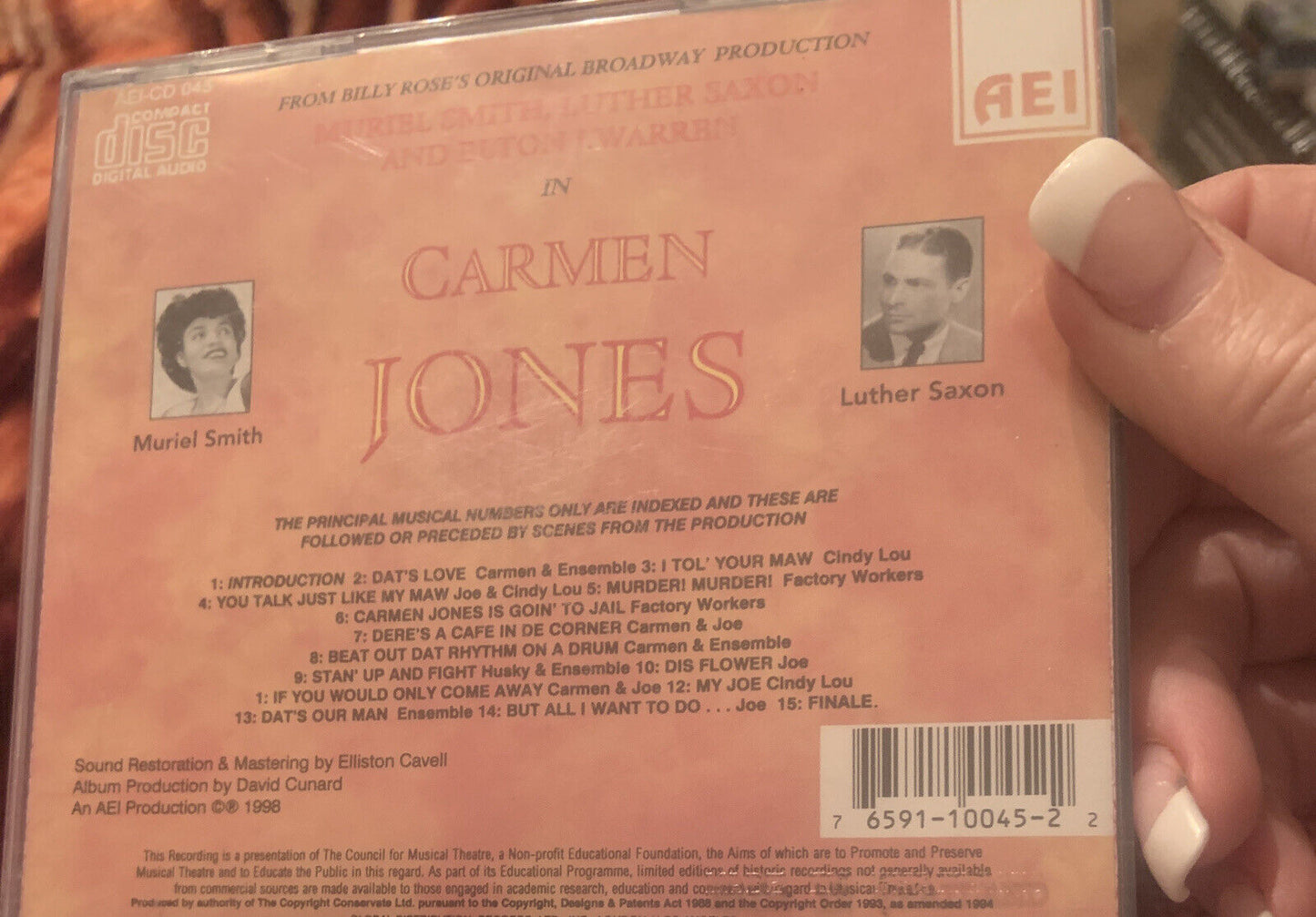 CD CARMEN JONES Musical Various Original Broadway Cast Music Album #G1897768