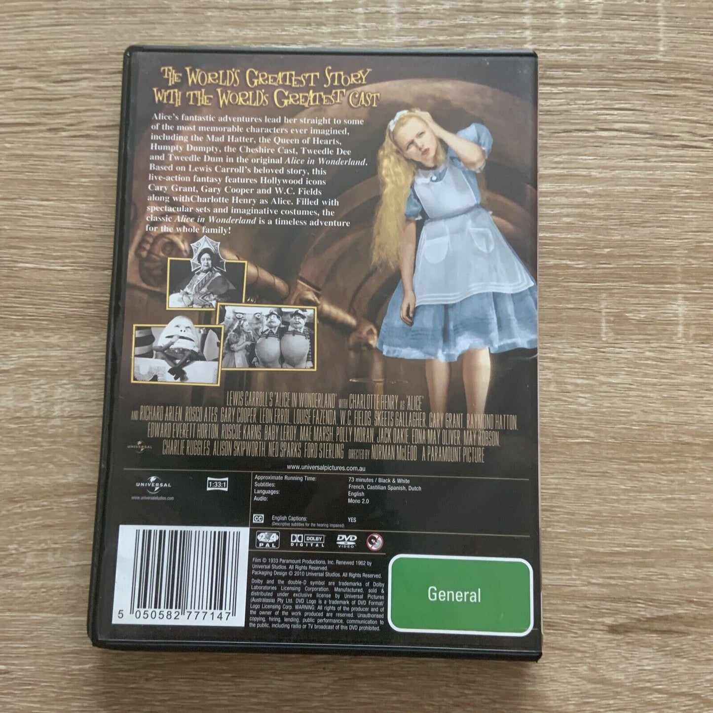 DVD Alice In Wonderland Cary Grant Gary Cooper W C Fields Vintage Hollywood Fim