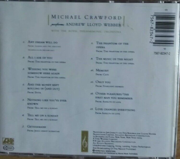 CD The Music of Andrew Lloyd Webber by Michael Crawford Vocals Music Nov 1991