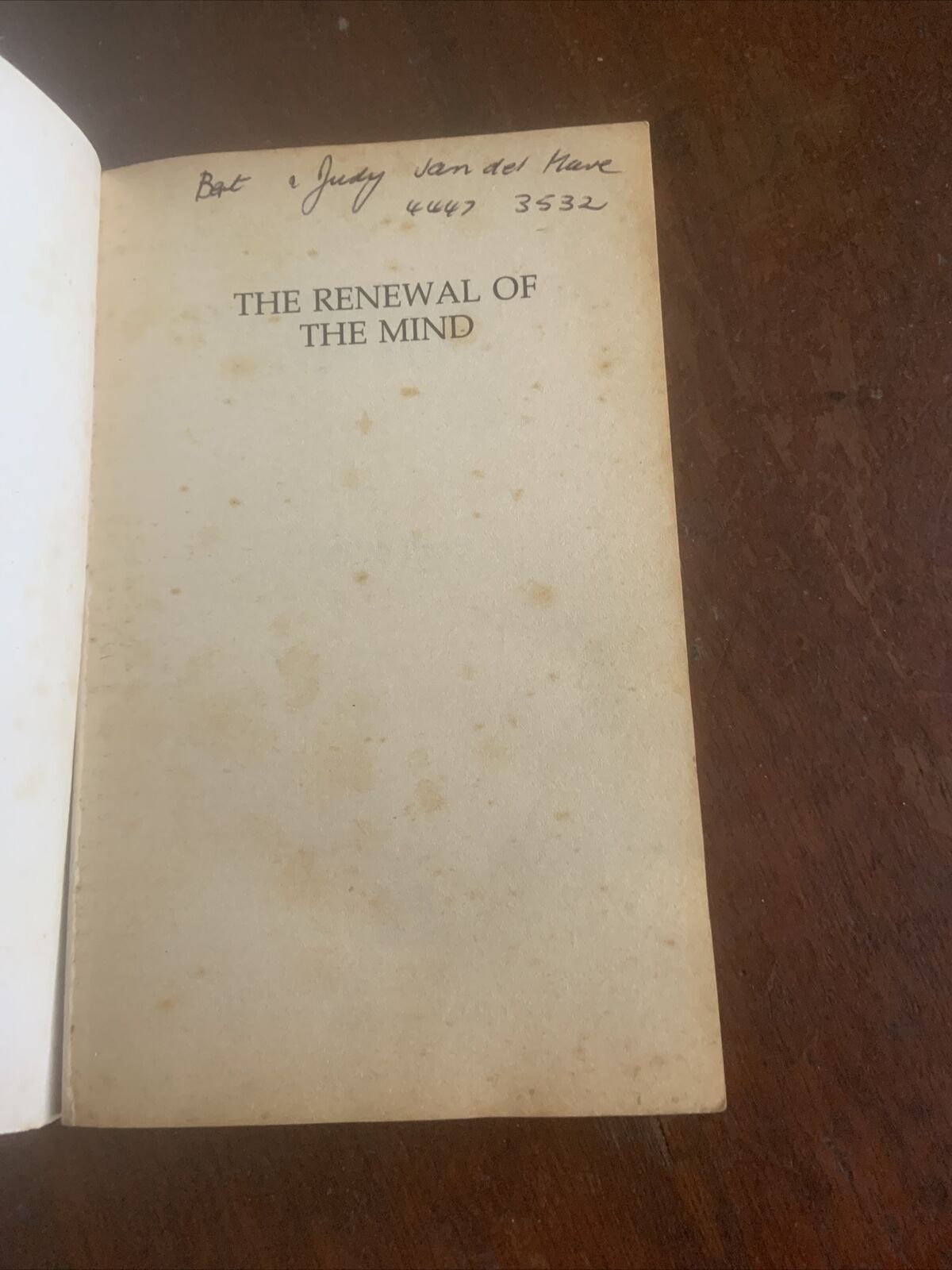 PB THE RENEWAL OF THE MIND Mike Pratt transformation 1988 Foxing Tanned Vintage