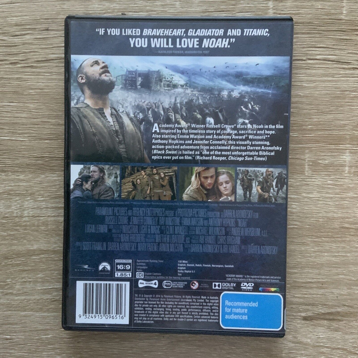 DVD NOAH 2014 Russell Crowe Anthony Hopkins Emma Watson R4 Action Drama