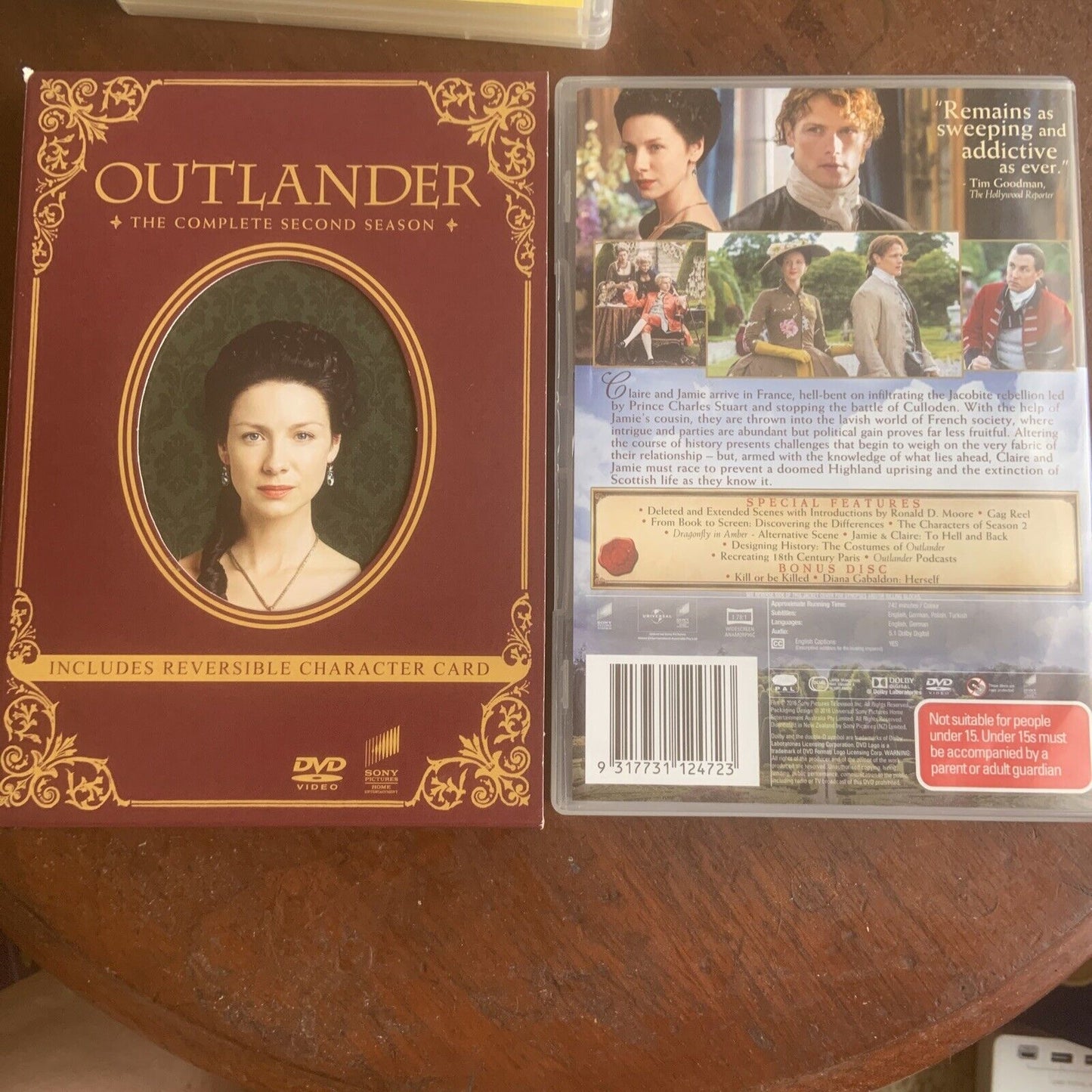 DVD OUTLANDER Season 2 Slip Case 6 X DVDS 2016 R 2 4 5 Reversible Character Card