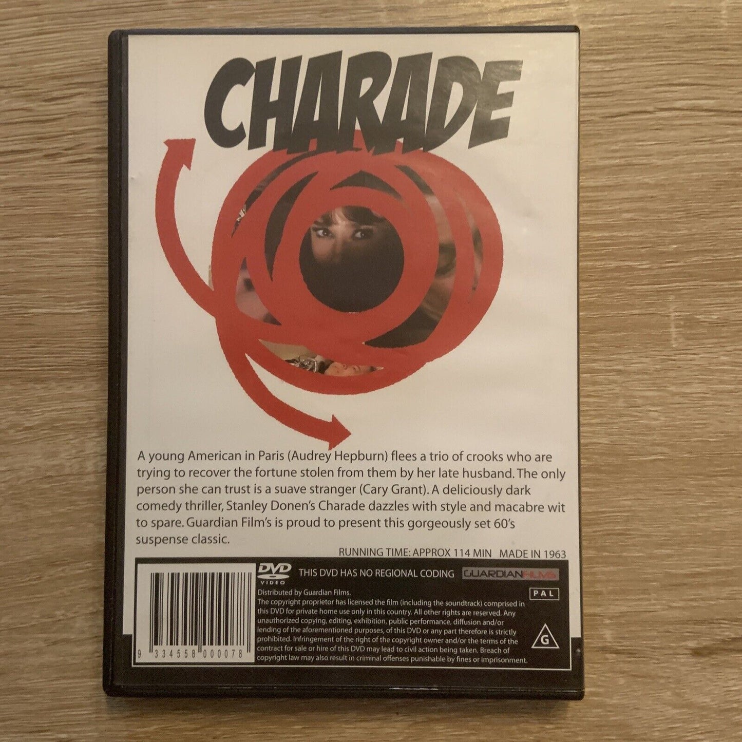 DVD CHARADE Audrey Hepburn Cary Grant Hollywood Movie R4 Dark Comedy Thriller