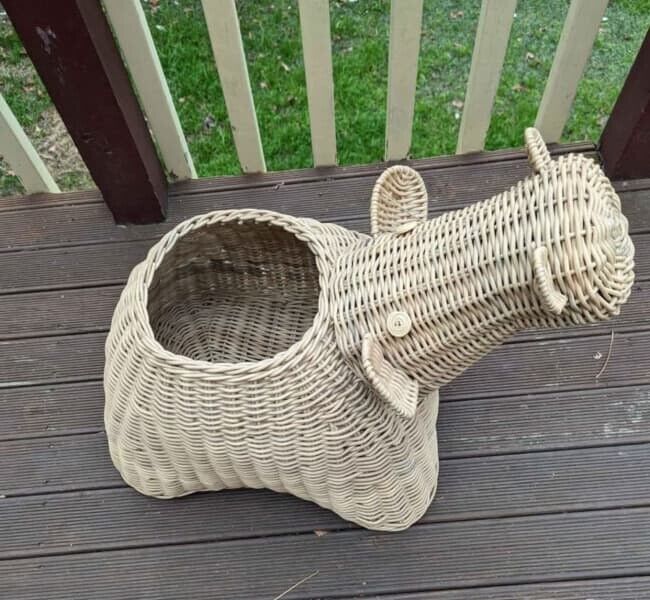 FREEDOM Wicker Basket Planter TOY BOX Hippopotamus NEW