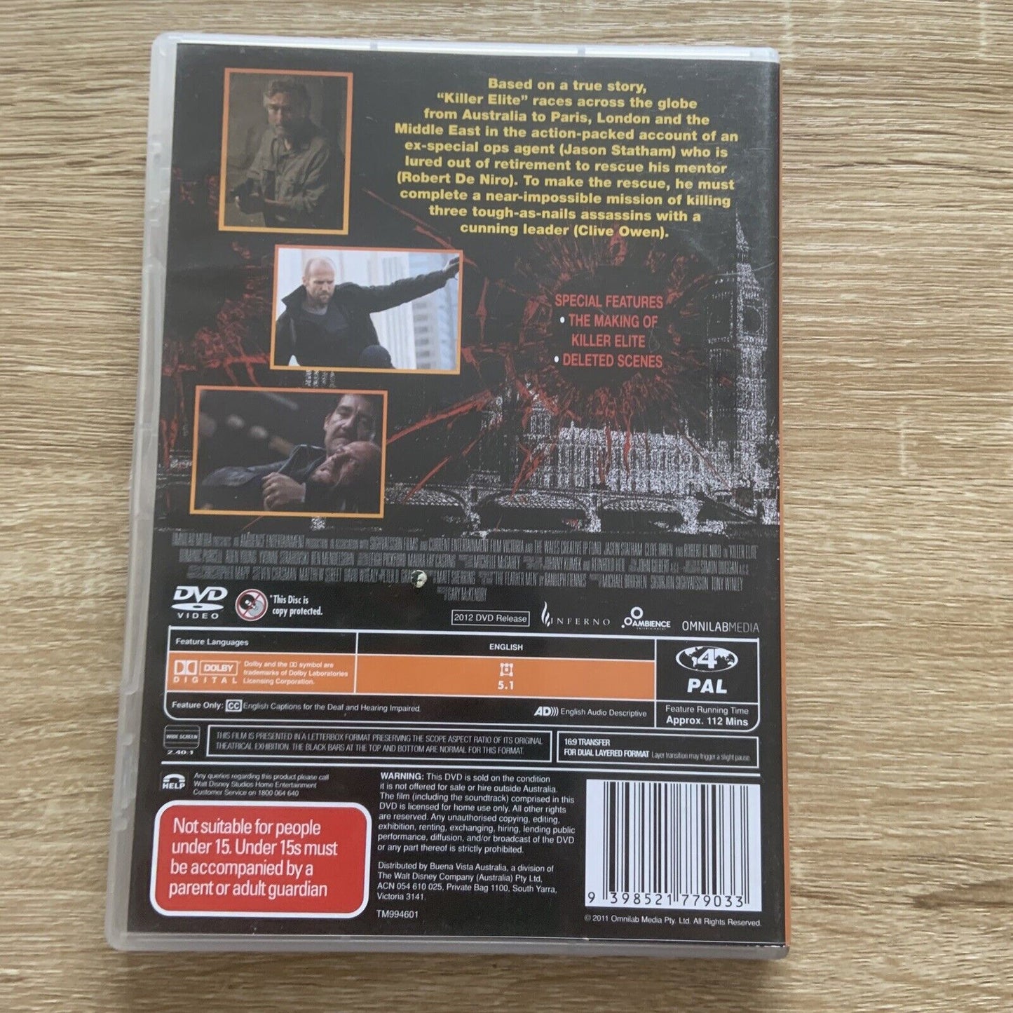 DVD KILLER ELITE Jason Statham Robert De Niro Clive Owen Region 4 True Story