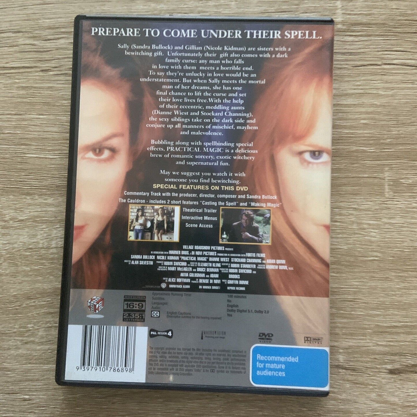 DVD PRACTICAL MAGIC Sandra Bullock Nicole Kidman R4 Fantasy Romantic Comedy