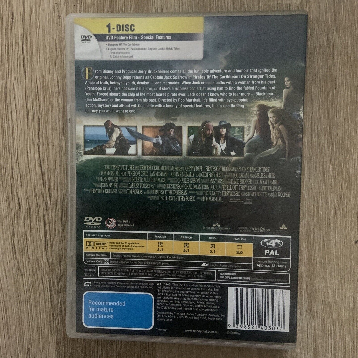 DVD Pirates Of The Caribbean On Stranger Tides 2011 Johnny Depp Ex Rental Clean