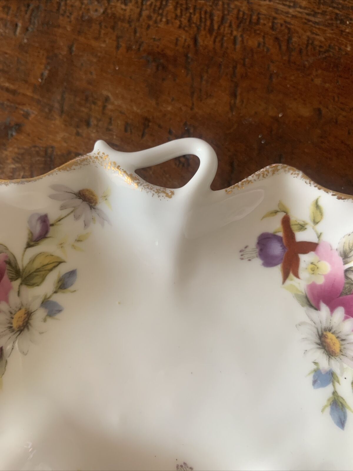 Trinket Dish SUMMER ROSE MCM 13cm Leaf Shaped Fine Bone China TAIWAN Collectable