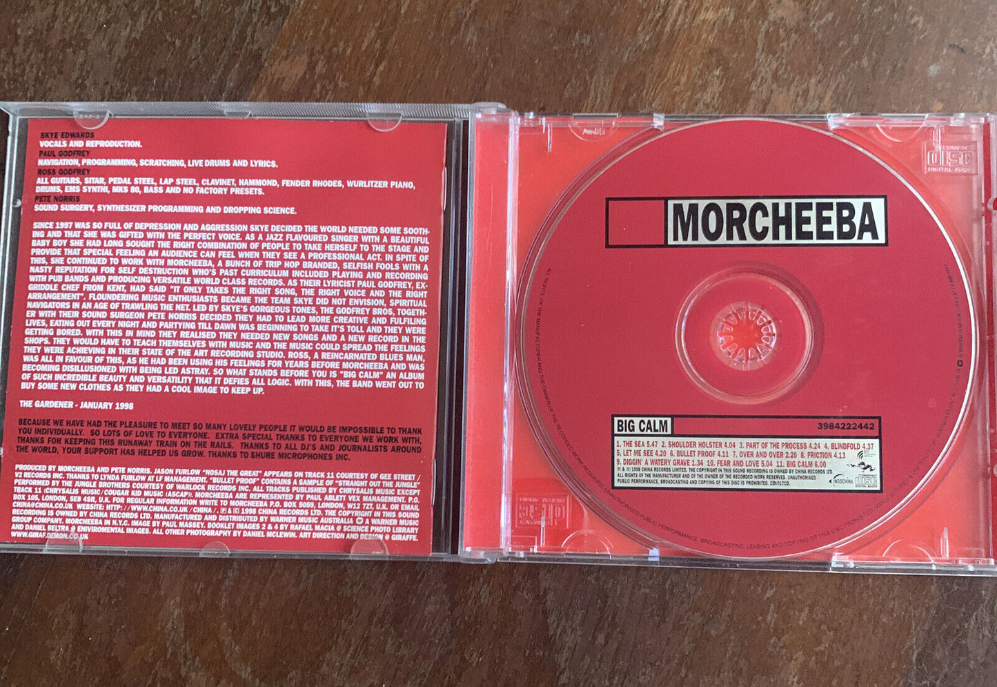 CD BIG CALM Morcheeba Album 1998 Skye Edwards P &R Godfrey Pete Norris Indochina