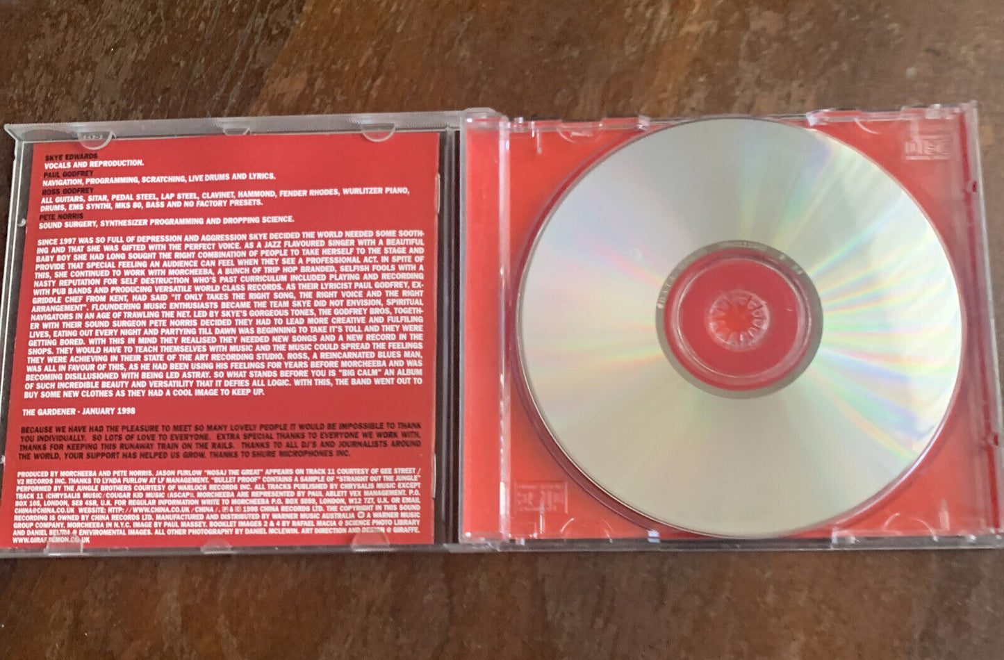 CD BIG CALM Morcheeba Album 1998 Skye Edwards P &R Godfrey Pete Norris Indochina