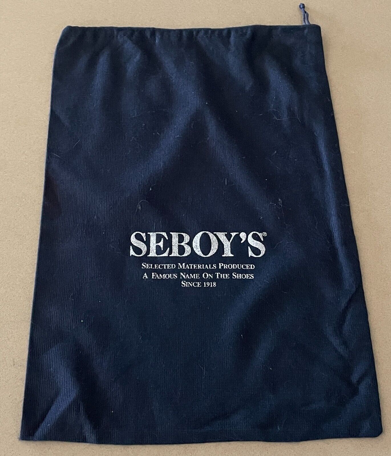 DustBag SEBOY'S SHOES Navy Blue Fabric Dustcover Shoe Bag Drawstring Seboys NEW