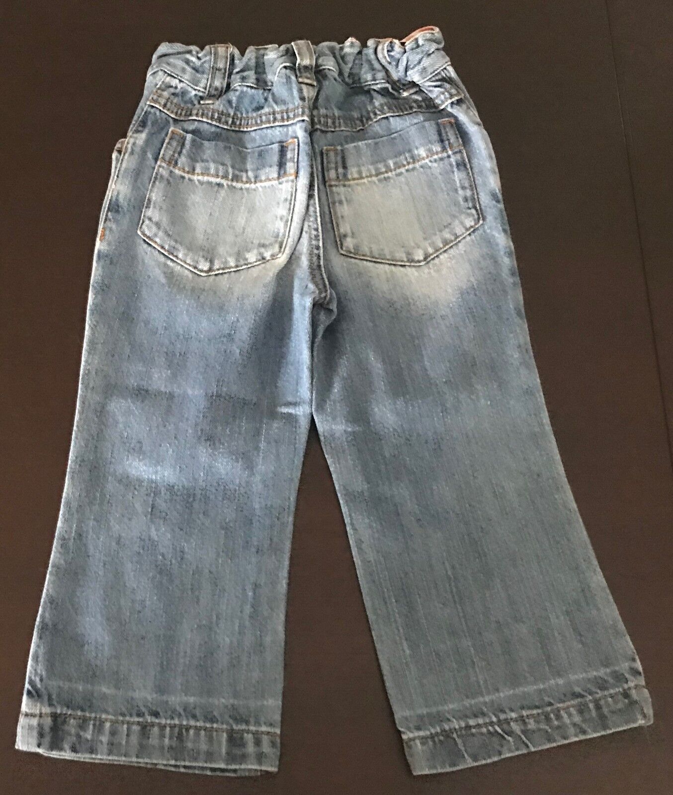 Baby Girl Jeans Faded Blue Denim Floral Embroidery Baby Girl Size 12 - 18 months