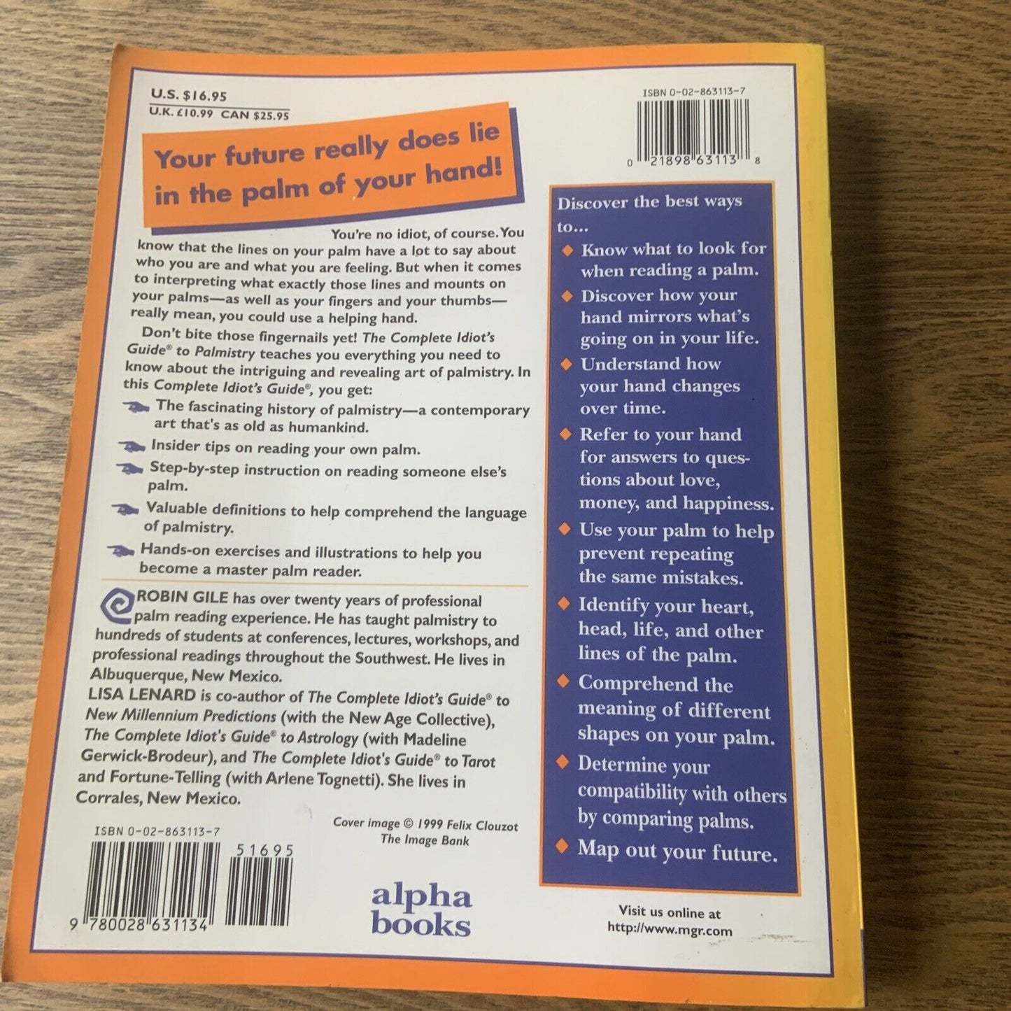 PB Book The Complete Idiot's Guide to PALMISTRY by Robin Gile Lisa Lenard 1999