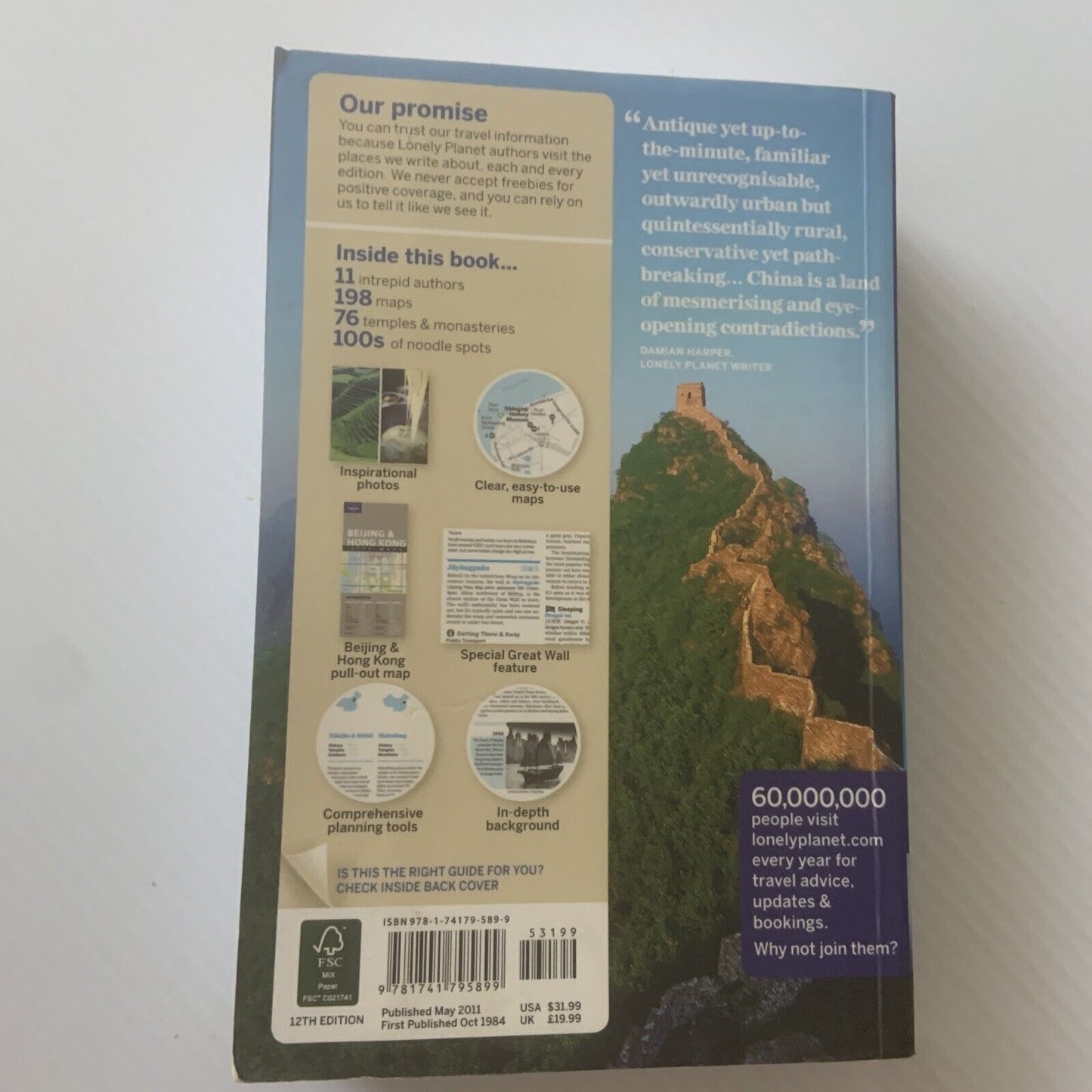 Lonely Planet CHINA 12th Ed 2011 Country Guide Damian Harper Daniel McCrohan