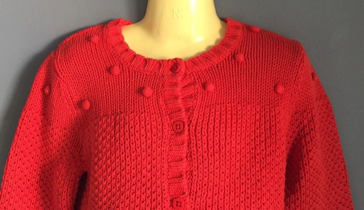 Girls GRAIN DE BLE Cardigan Red Cotton Knit Sweater Size 36 mths 3 Yrs French