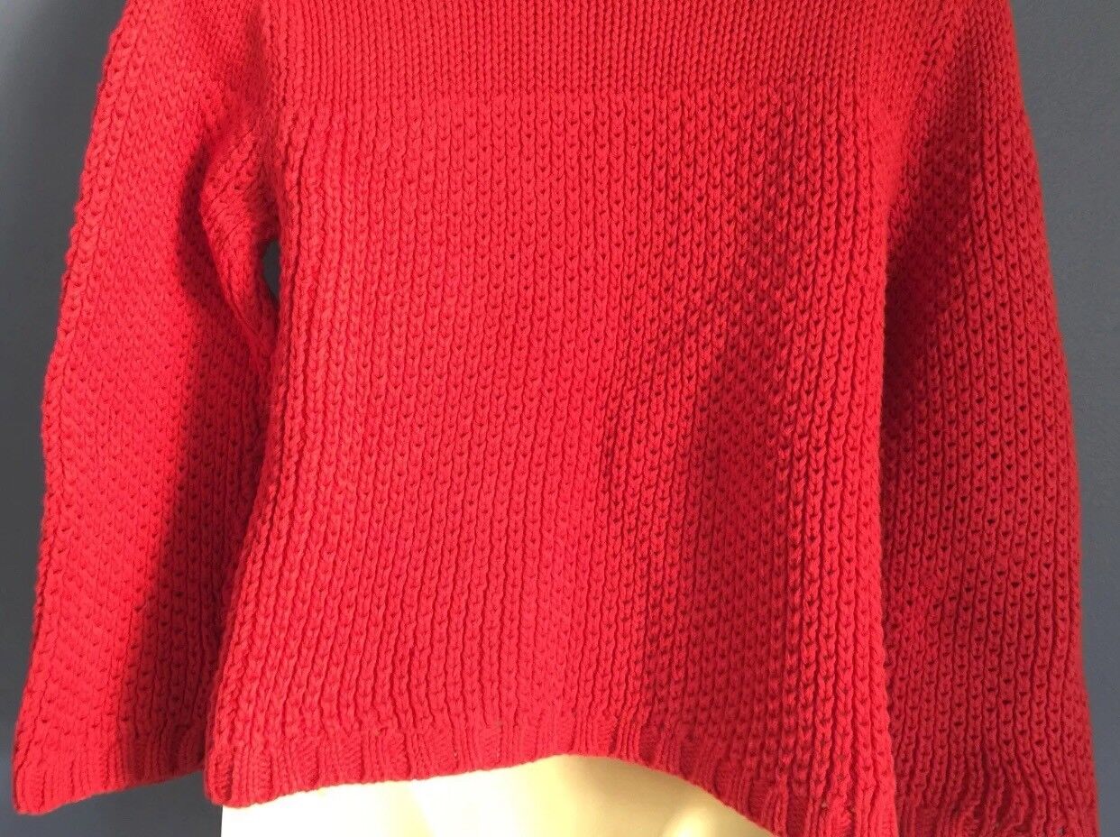 Girls GRAIN DE BLE Cardigan Red Cotton Knit Sweater Size 36 mths 3 Yrs French