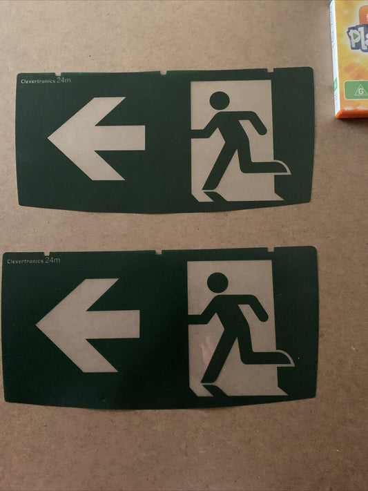 2 CLEVERTRONICS Replacement Dropin Legend Insert CLEVERFIT Exit Sign Directional