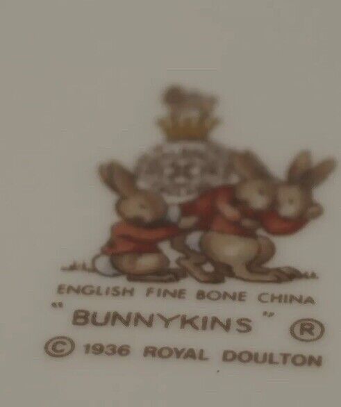 BUNNYKINS Plate Celebrate Your Christening 1980s Gift Box NEW Baby ROYAL DOULTON