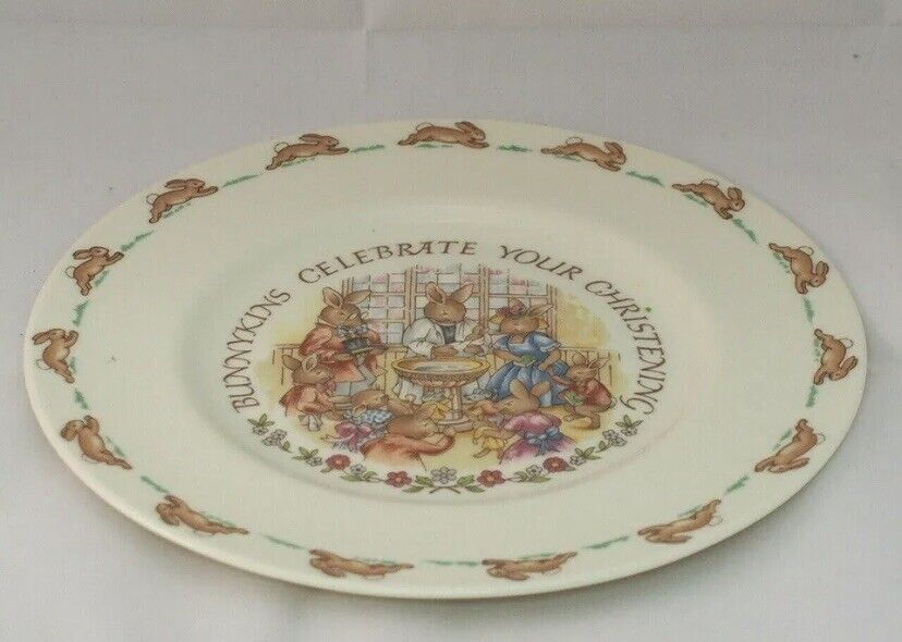 BUNNYKINS Plate Celebrate Your Christening 1980s Gift Box NEW Baby ROYAL DOULTON