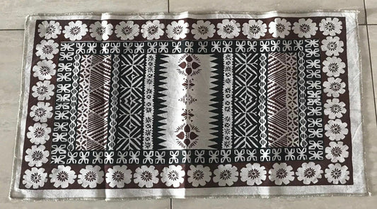 New Vintage Tea Towel Pure Linen TRIBAL FIJI Beige Brown & Black Batik Print #1