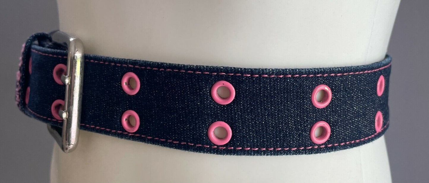 Teen O N E GIRL Belt Blue Denim & Pink Eyelet Trim Glitter Fit Up to 98cm ONE