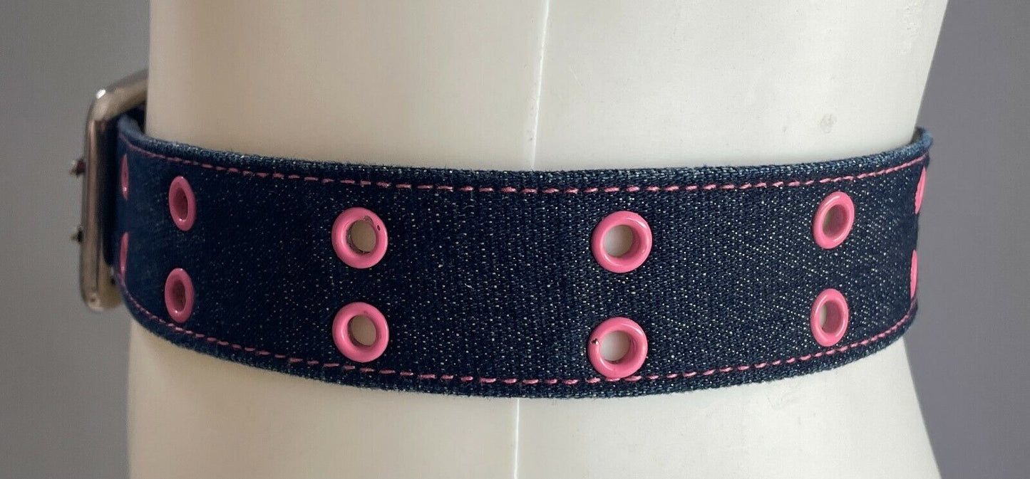 Teen O N E GIRL Belt Blue Denim & Pink Eyelet Trim Glitter Fit Up to 98cm ONE