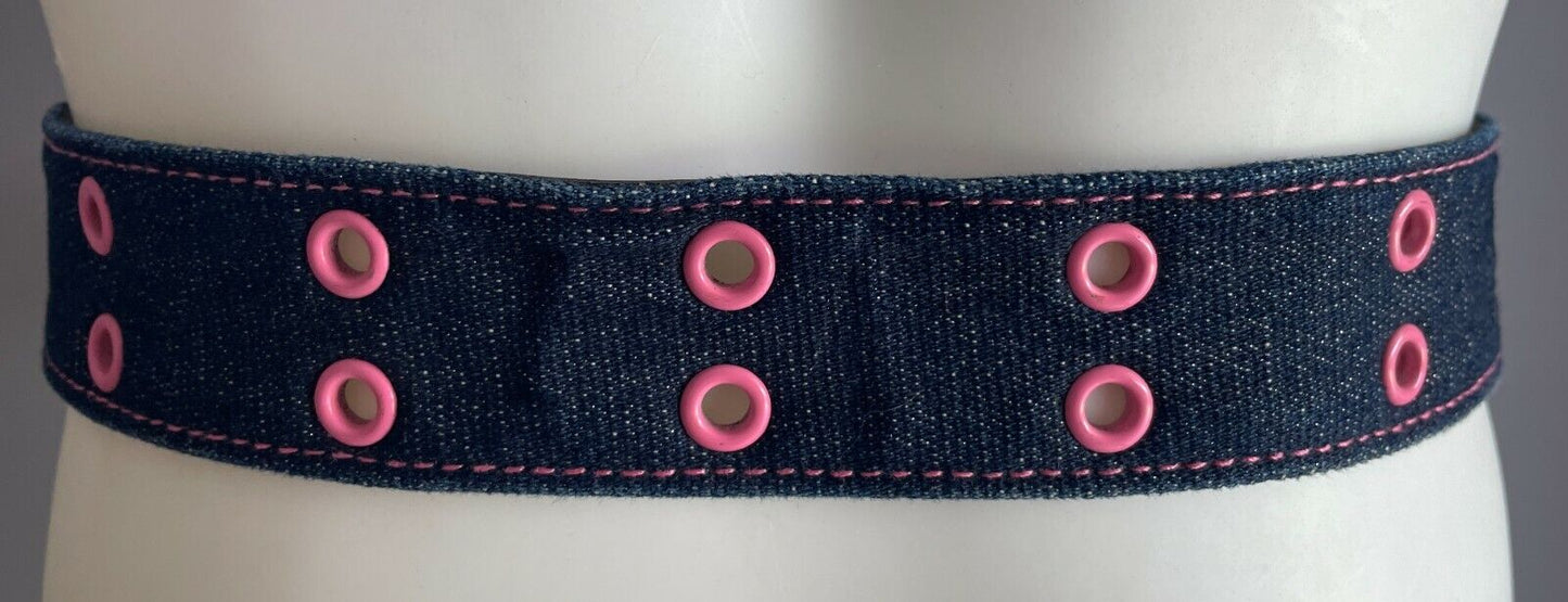 Teen O N E GIRL Belt Blue Denim & Pink Eyelet Trim Glitter Fit Up to 98cm ONE