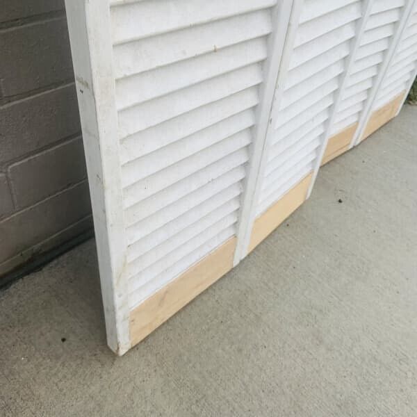 4 x Rustic Louvre Doors 201 x 29.8cm White Wooden Timber Bifolds Louvres 1200mm