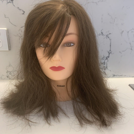 Mannequin Head Hat Female Hairdressing Training Neck Thick Human Hair #2 28cm