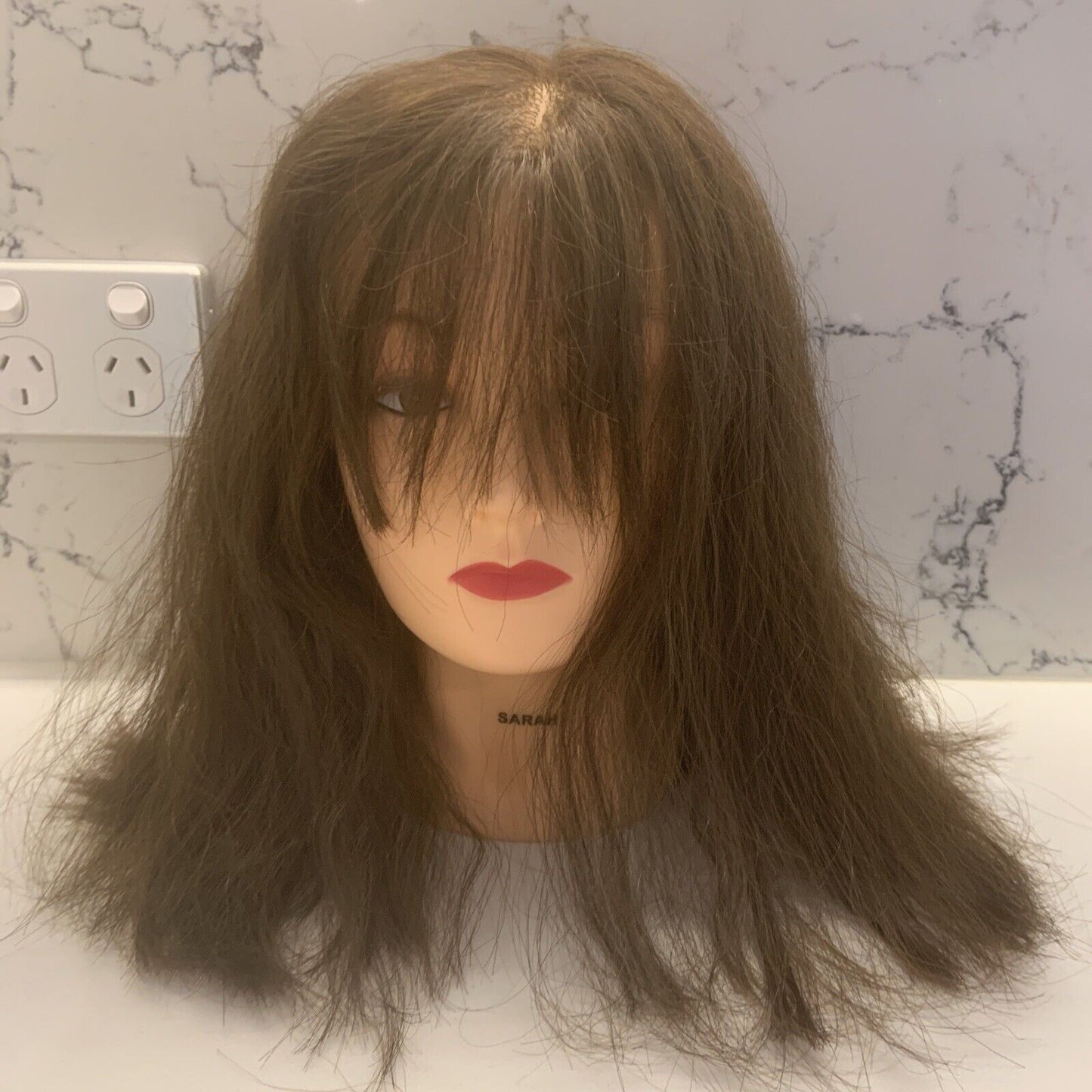 Mannequin Head Hat Female Hairdressing Training Neck Thick Human Hair #2 28cm
